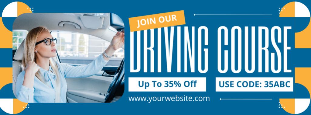Efficient Driving Course With Promo Code For Discount Facebook cover Tasarım Şablonu