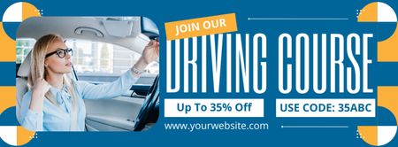 Efficient Driving Course With Promo Code For Discount Facebook cover Design Template