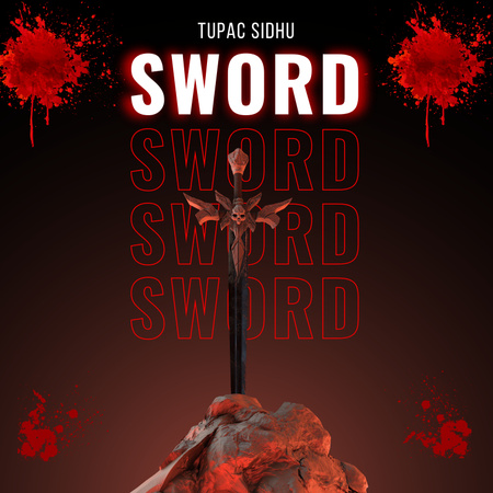 Ontwerpsjabloon van Album Cover van Zwart zwaard in steen