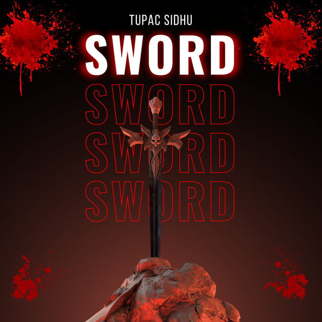 Black Sword in Stone Album Cover Modelo de Design