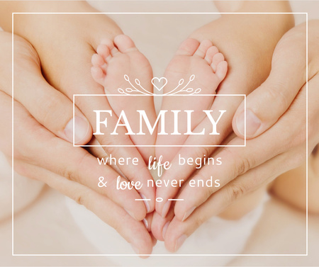 Parents holding Feet of Their Baby Facebook Design Template
