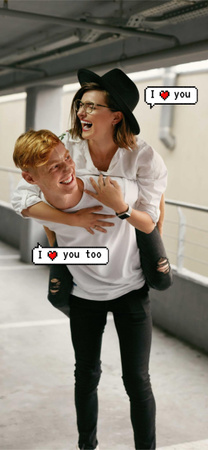Ontwerpsjabloon van Snapchat Moment Filter van schattig paar met liefdesberichten