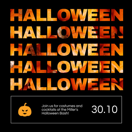 Halloween Party with Costumes and Cocktails Instagram Design Template