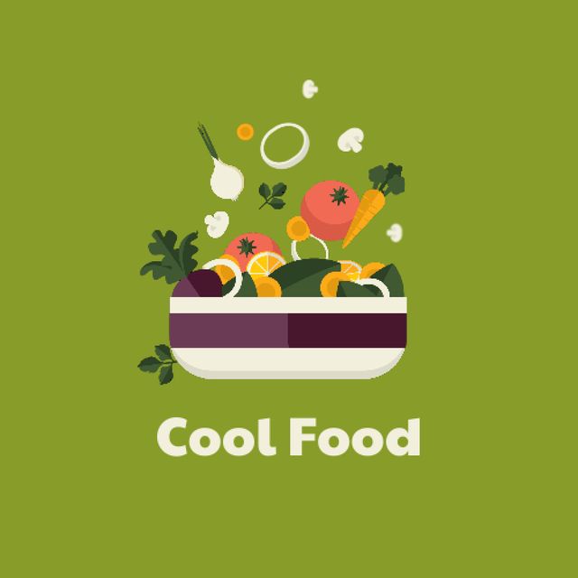 School Food Ad with Salad in Bowl Animated Logo Šablona návrhu
