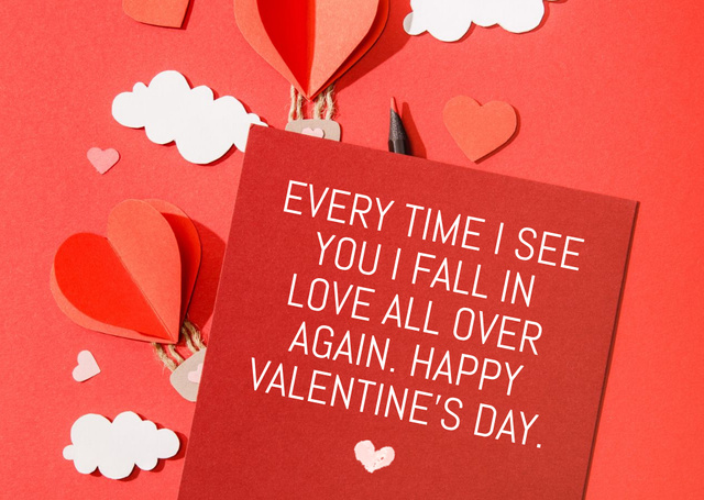 Plantilla de diseño de Lovely Congratulations on Valentine's Day In Red Card 