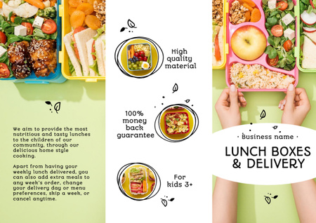 Diverse School Food Ad with Delicious Sandwiches And Delivery Brochure Din Large Z-fold Design Template