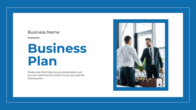 Business Plan Slideshow on Blue and White Presentation Wide Design Template
