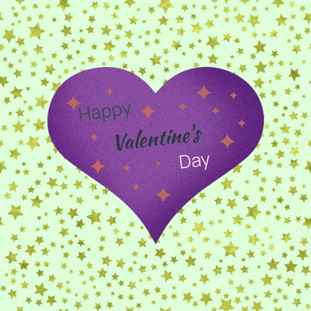 Valentine's Day Greeting with Purple Heart Instagram Design Template