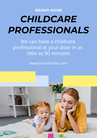 Creative Babysitting Services Offer In Blue Poster Design Template