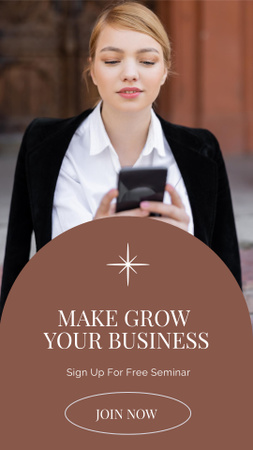 Plantilla de diseño de Webinar Announcement with Successful Businesswoman Instagram Story 