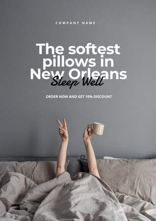 Woman sleeping on Soft Pillows Poster Design Template