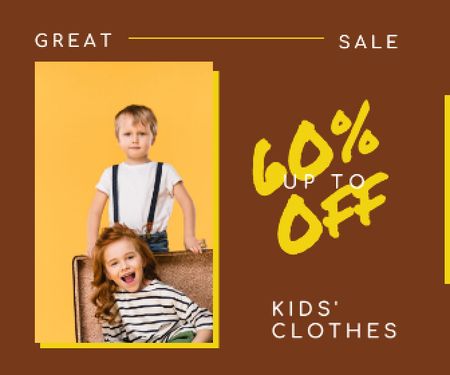 Modèle de visuel Kids' Clothes Sale with Happy Little Kids - Large Rectangle