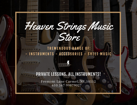 Music Store Offer With Guitars Postcard 4.2x5.5in Design Template