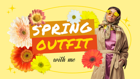 Spring Outfit Ideas with Stylish Young Woman Youtube Thumbnail Design Template