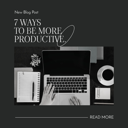 Modèle de visuel New Social Media Post with Productivity Tips - Instagram