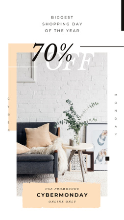 Cyber Monday Sale with Cozy modern interior Instagram Story Design Template