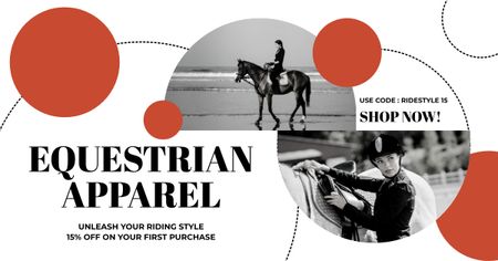 Ontwerpsjabloon van Facebook AD van Aankondiging van grote verkoop van paardensportkleding