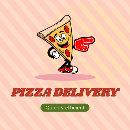 Quick Pizza Delivery Service With Slice Character Animated Logo Design Template