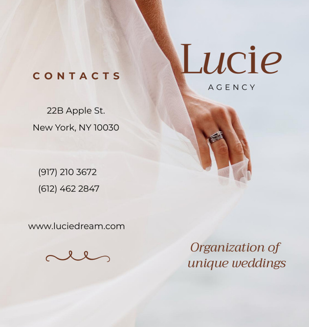 Wedding Dresses Ad with Tender Bride In White Brochure Din Large Bi-fold – шаблон для дизайна
