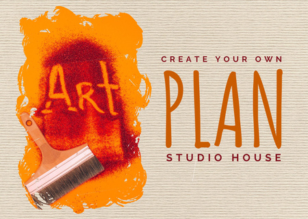 Art Studio House Postcard Design Template