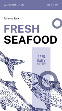 Fresh Seafood Ad with Sketch of Fish Instagram Story Design Template