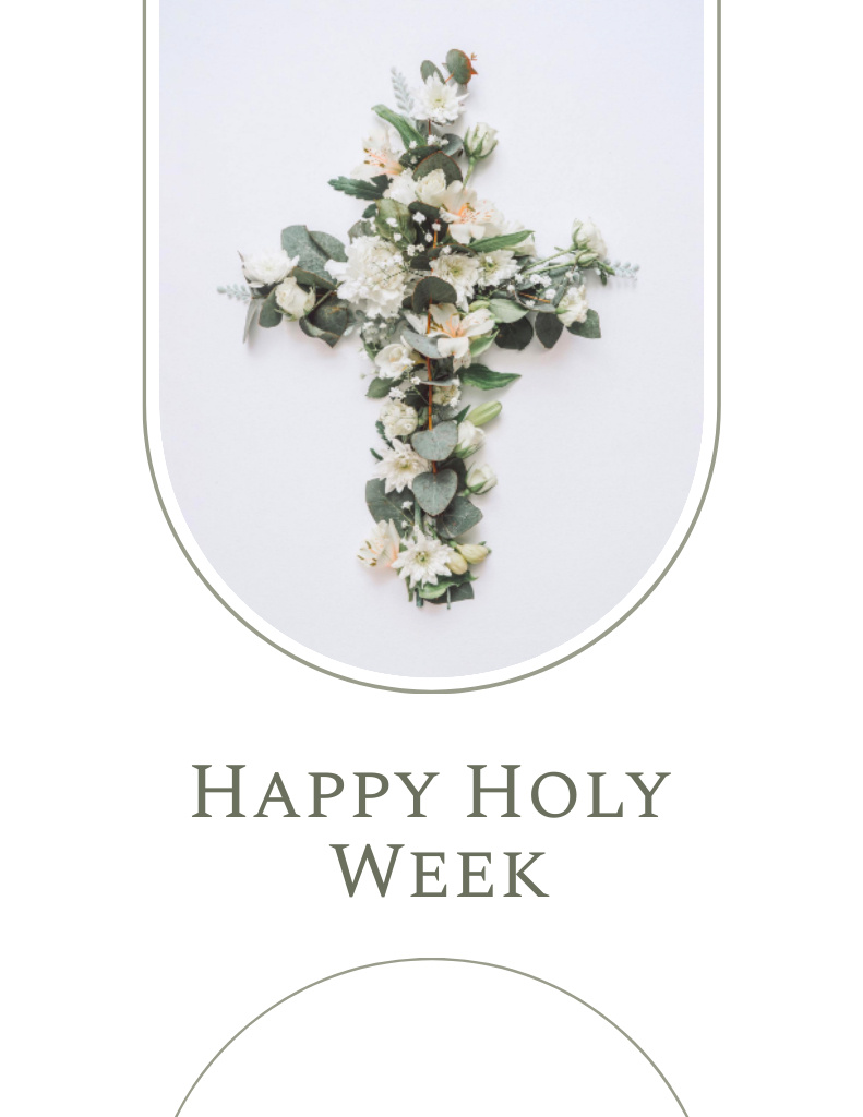 Plantilla de diseño de Announcement of Easter Services with Flower Cross of Jesus Flyer 8.5x11in 