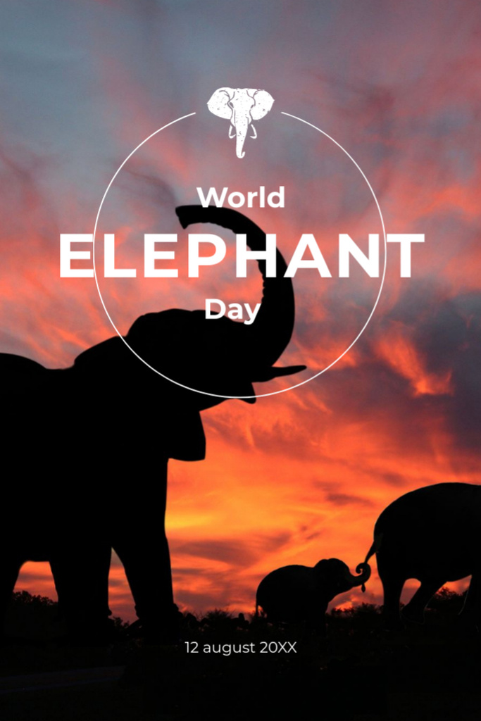 Designvorlage World Elephant Day für Postcard 4x6in Vertical