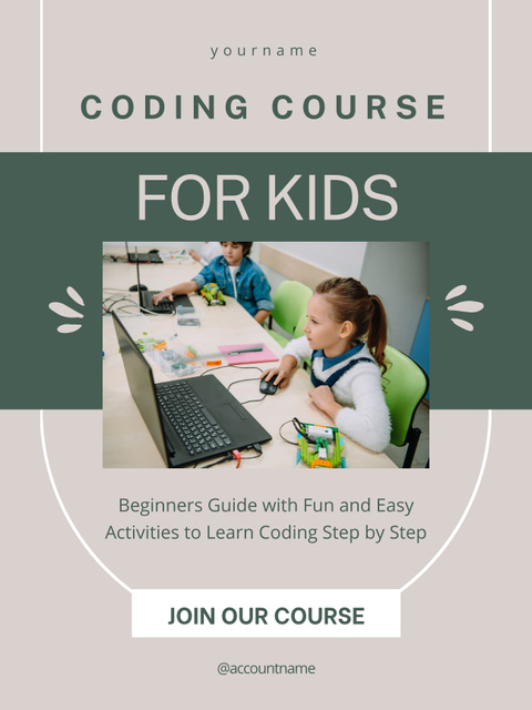 Ad of Kids' Coding Course Poster USデザインテンプレート