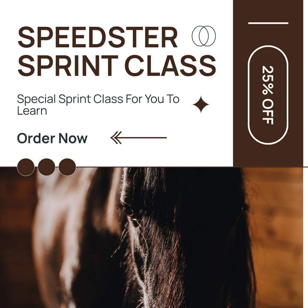 Equestrian Sprint Class With Discount Offer Instagram AD Design Template