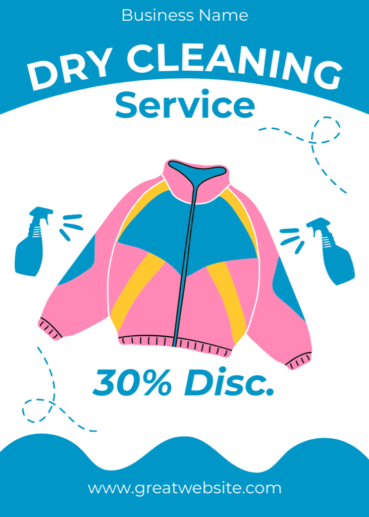 Dry Cleaning Services Ad with Clean Jacket Flayer Šablona návrhu