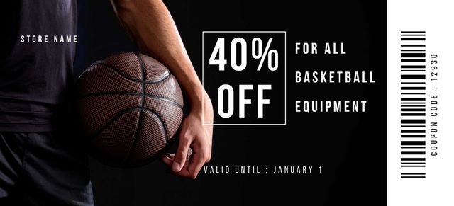 Designvorlage Discount on Basketball Equipment für Coupon 3.75x8.25in