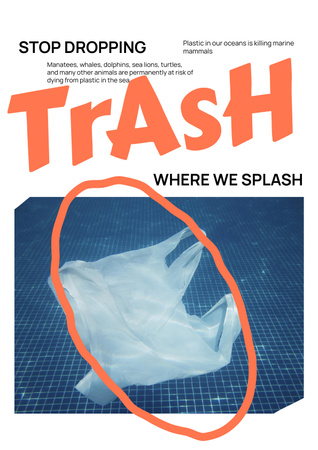Ontwerpsjabloon van Poster van Eco Concept with Plastic Bag in Water