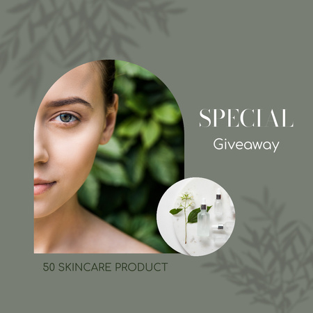 Natural Skincare Products Set Giveaway Announcement Instagram AD Design Template