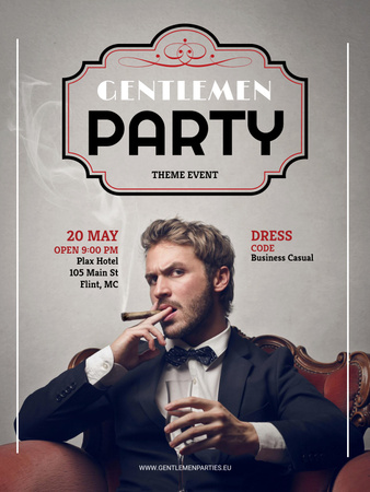 Gentlemen party invitation with Stylish Man Poster US Modelo de Design