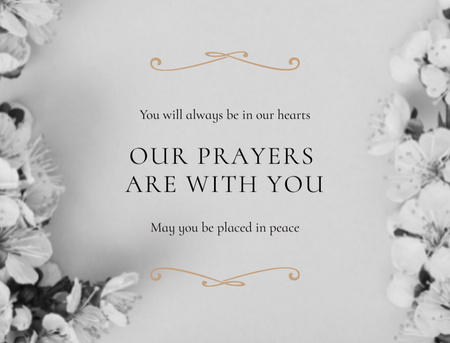 Template di design Condolence Phrase with Flowers Postcard 4.2x5.5in