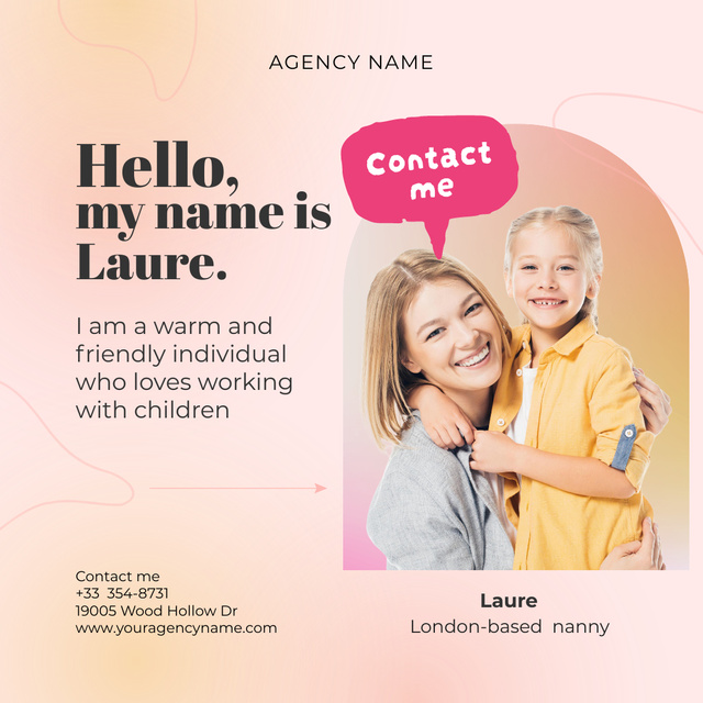 Ontwerpsjabloon van Instagram van Professional Profile of Nanny With Sevices Offer