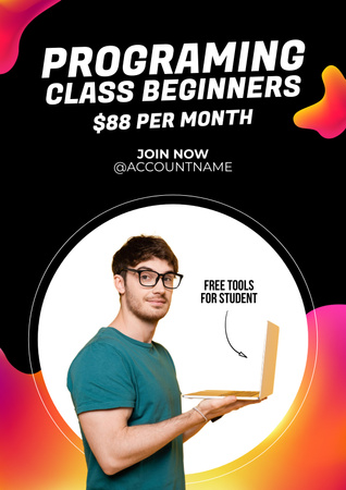 Programming Class for Beginners Poster Modelo de Design