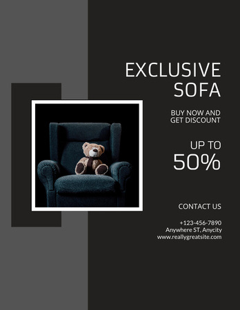 Platilla de diseño Furniture Ad with Cozy Sofa Flyer 8.5x11in