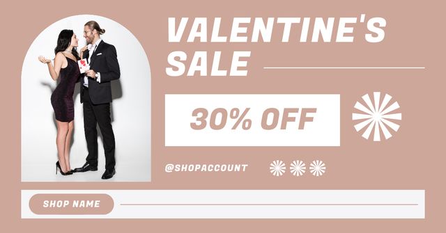 Valentine's Day Sale with Stylish Couple in Love Facebook ADデザインテンプレート