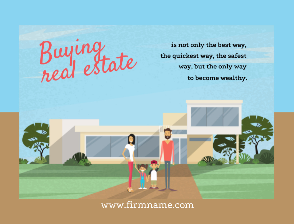Real Estate Buying for Family Postcard 4.2x5.5in Šablona návrhu
