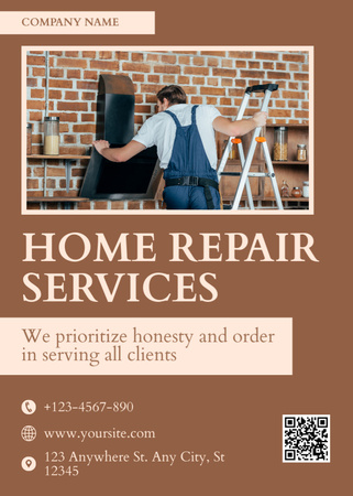 Modèle de visuel Liste de prix des services de réparation à domicile sur Brown - Flayer