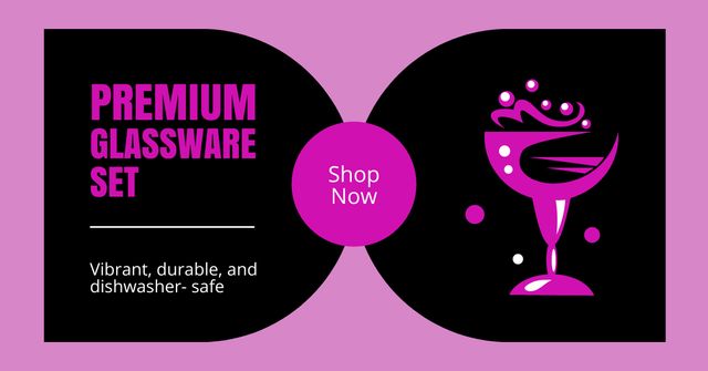 Szablon projektu Sale of Premium Glassware Set Facebook AD