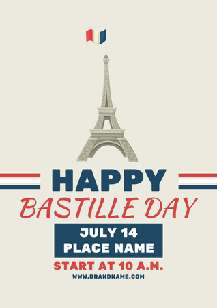 Ontwerpsjabloon van Poster van Bastille Day of France Announcement Celebration