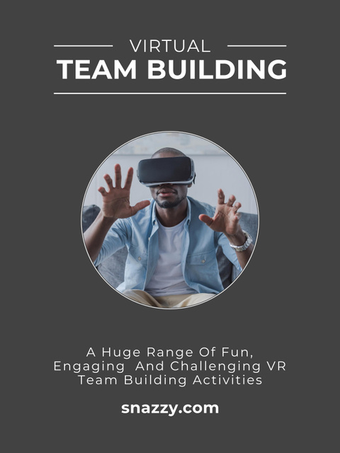 Virtual Team Building in Headset Poster 36x48in Design Template