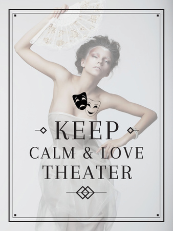 Theater Quote Woman Performing in White Poster US Design Template