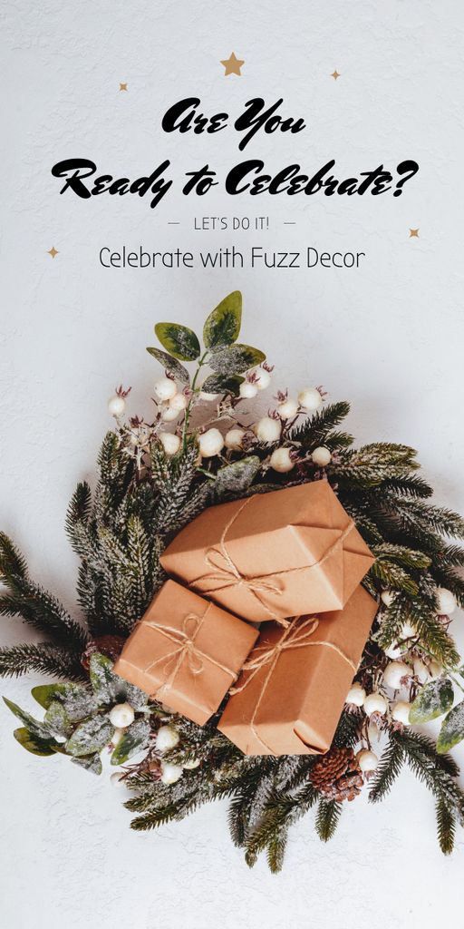 Modèle de visuel Decorative Christmas wreath with gifts - Graphic