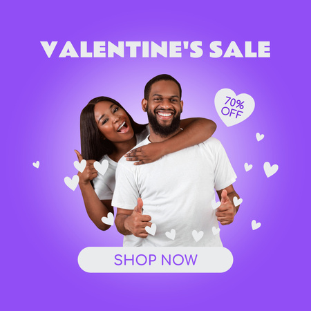 Template di design Annuncio di vendita di San Valentino con coppia afroamericana Instagram AD