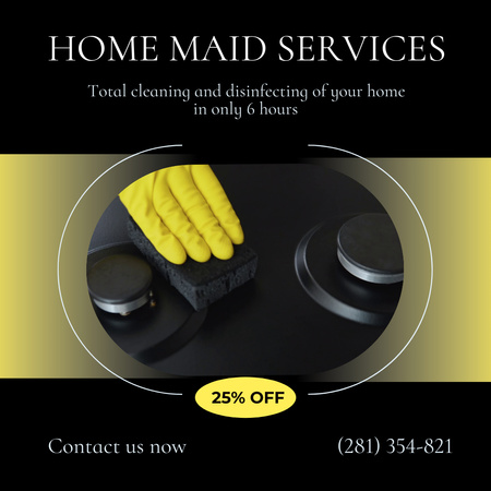 Home Maid Cleaning Services With Discount Offer Animated Post Modelo de Design