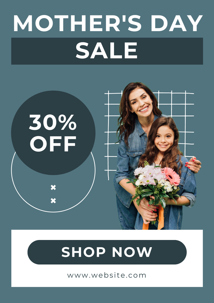 Mother's Day Sale Ad with Discount Poster Design Template