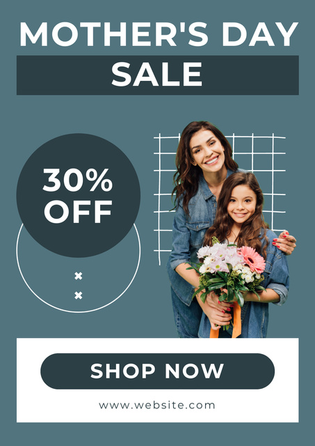 Mother's Day Sale Ad with Discount Poster Modelo de Design